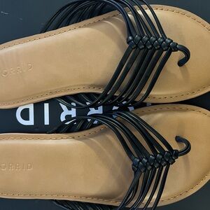 Torrid Black and Tan Strappy Sandals